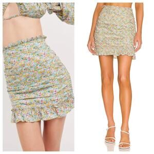 For Love & Lemons Raleigh Skirt Size Small Floral Ruched Mini Feminine Girly